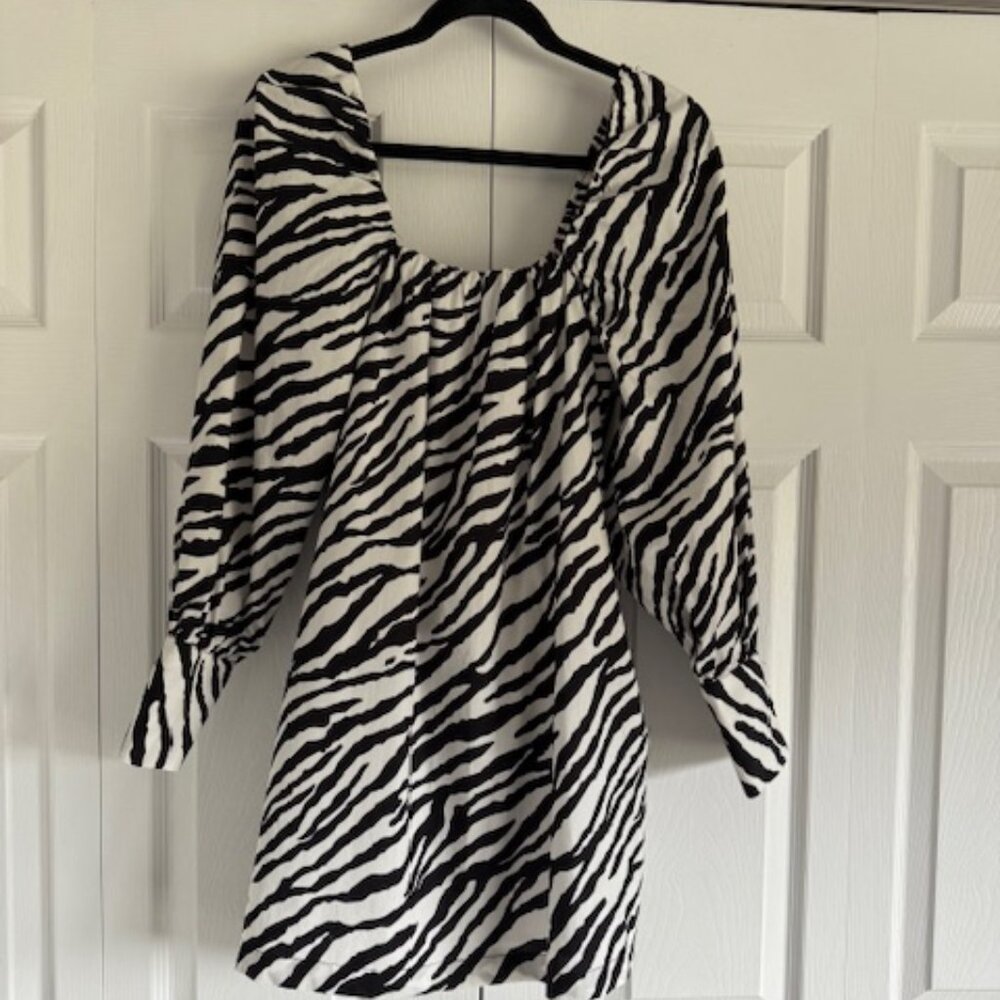NWT Zara  Long Sleeve Zebra Pint Dress Size XS